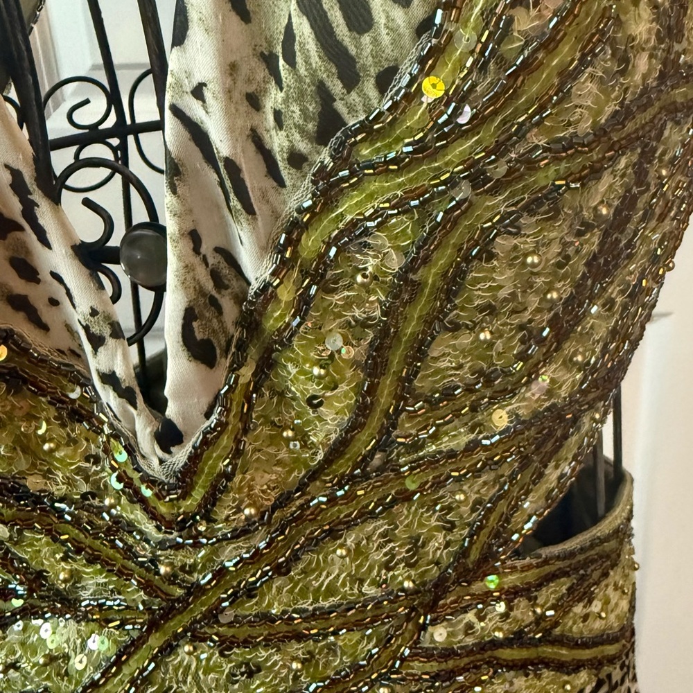 Elegant Leopard Print sequined Evening Gown by Bellezza - Picture 3 of 8